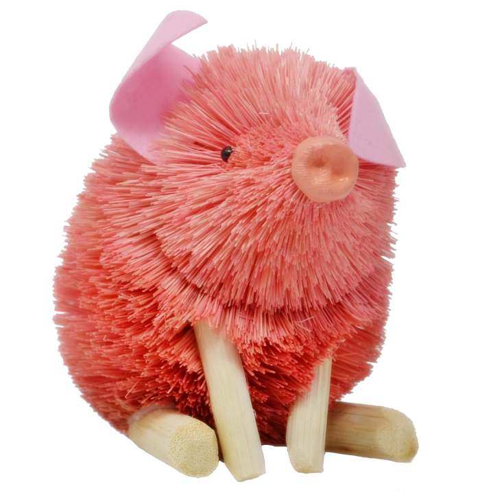 Brushart Bristle Brush Animal Pink Pig Sitting 6